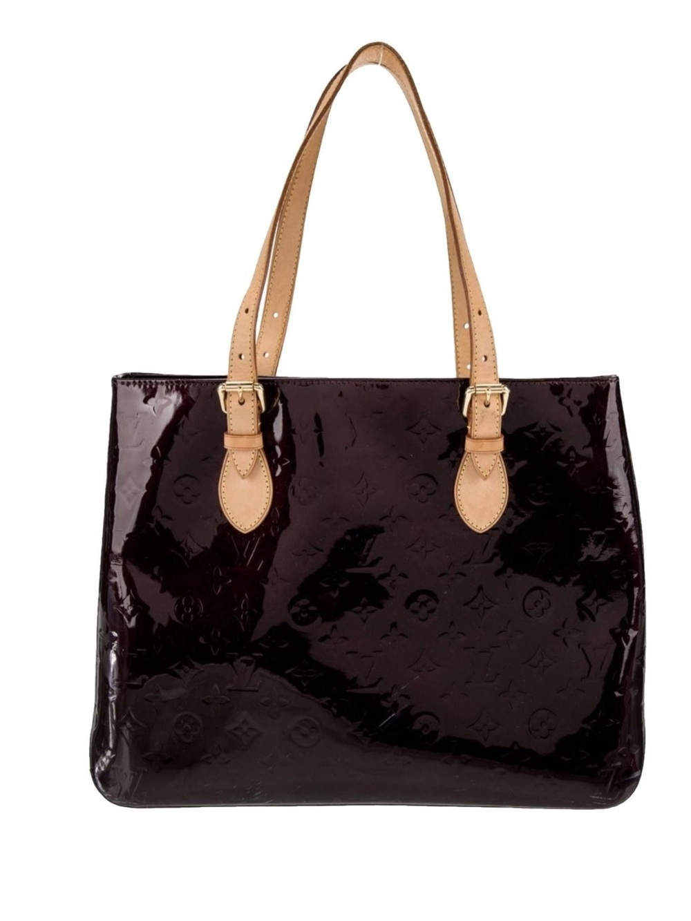 Louis Vuitton Deep Burgundy Patent Tote with Tan Straps